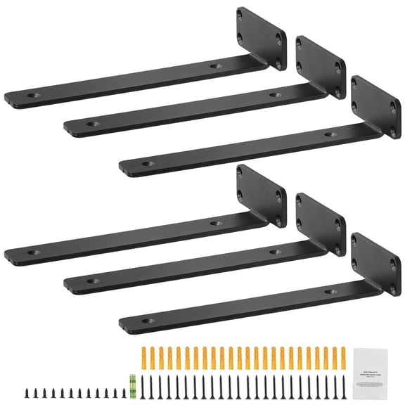 Cast Iron Shelf Brackets 160 lbs Capacity, L-Shape Invisible Design, Rust-Resistant, with Installation Level, for Living Room Kitchen Office