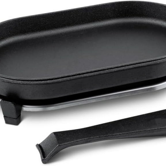 Cast Iron Sizzler Pan - Griddle Frying Pan, Sizzler Plate with Removable Handle and Stainless Steel Trivet, Pre-Seasoned Non-Stick Oven Safe Cookware, Pizza Oven and BBQ Accessories