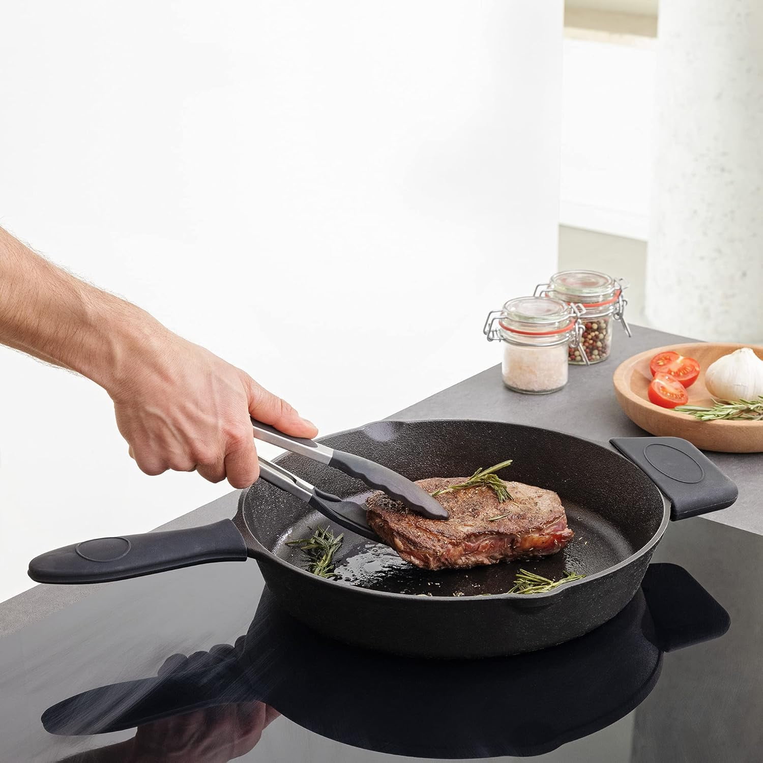 Cast Iron Skillet - 12 Inch Pre-Seasoned Frying Pan with Helper Handle ...