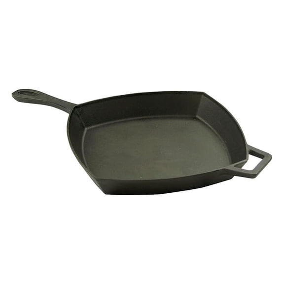 Cast Iron Skillet 12 Inch Square - Pre-Seasoned Pan for Frying, Sauting, Baking & Roasting - Helper Handle - Rustic Cajun Kitchen Cookware