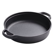 Cast Iron Skillet with 2 Handle, 9inch Rounde Mini Flat Bottomed Frying Pan for fried steakBread, Baking,Pizza, Outdoor Cooking, Camping, Grill, Stovetop, Oven Safe Cookware