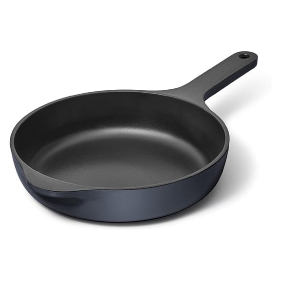 Cast Iron Skillet - 8 Enameled Cast Iron Pan With 3 Layer Enamel Coating - No Seasoning Required - Compatible With All - Free From Chemicals - Midnight Blue