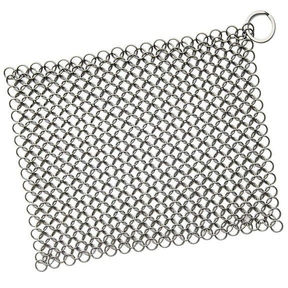 Cast Iron Skillet Cleaner Chainmail Scrubber Grill Scraper Stainless Steel 7X7
