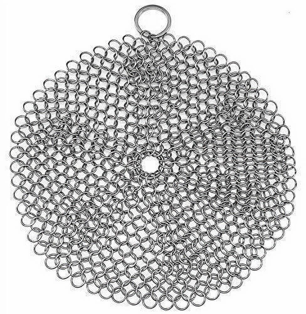 Cast Iron Skillet Cleaner Chainmail Scrubber With Hanging Ring Rust