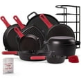 thumbnail image 1 of Cast Iron Skillet Set - 6" + 8" + 10" + 12" Pre-Seasoned Oven Safe Cookware Kit, 1 of 10