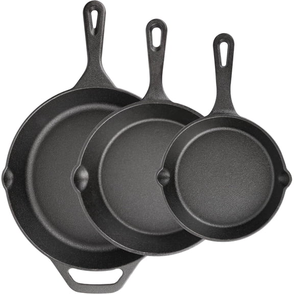 Cast Iron Skillet Set 6 Inch 8 Inch 10 Inch Pre Seasoned Heavy Duty Frying Pan