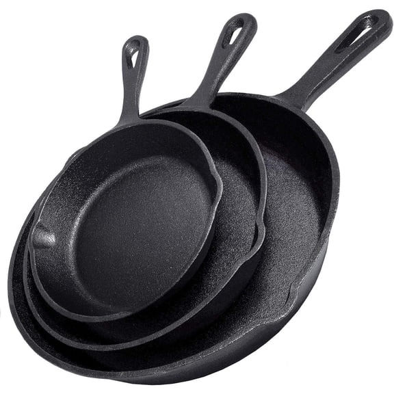 Cast Iron Skillet Set 6 Inch 8 Inch 10 Inch Pre Seasoned Heavy Duty