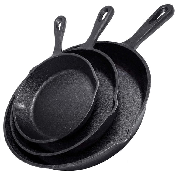 Cast Iron Skillet Set 6 inch 8 inch 10 inch Pre Seasoned Heavy Duty Cookware