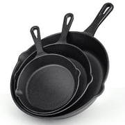 Cast Iron Skillet Set, AOKIWO 3-Piece Pre-Seasoned Pan Cookware Set, 10, 8, 6 Frying Pans with Handles, Heavy-Duty Cookware Set with Non-Stick Surface For Saute, Cooking, Pizza