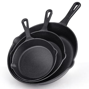 Cast Iron Skillet Set, TAIMASI 3-Piece Pre-Seasoned Pan Cookware Set, 10", 8", 6" Frying Pans with Handles, Heavy-Duty Cookware Set with Non-Stick Surface For Saute, Cooking, Pizza