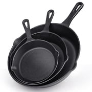 Cast Iron Skillet Set, TAIMASI 3-Piece Pre-Seasoned Pan Cookware Set, 10", 8", 6" Frying Pans with Handles, Heavy-Duty Cookware Set with Non-Stick Surface For Saute, Cooking, Pizza