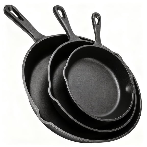 Cast Iron Skillet Set with 6, 8, 10 Inch Pans, 3 Piece Frying Pans for Stove, Oven, Grill