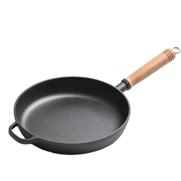 Cast Iron Skillet pan,Cast Iron Fryin Pan,Cast Iron pan Wooden Handle, Non Stick Flat pan, Cast Iron Pot (9.8 inch)