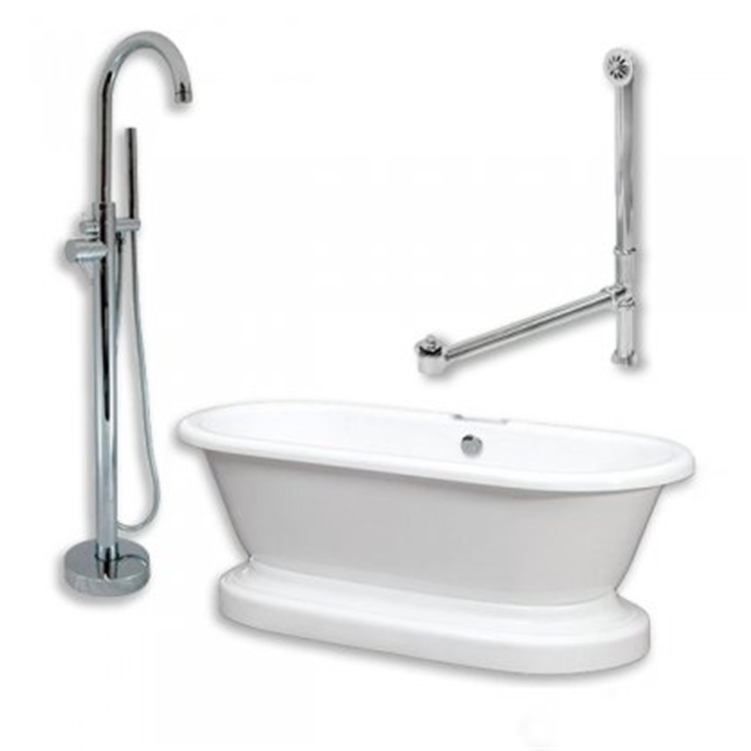 Cast Iron Slipper Clawfoot Tub 61" X 30" with no Faucet Drillings and Complete Oil Rubbed Bronze Modern Freestanding Tub Filler with Hand Held Shower Assembly Plumbing Package - image 1 of 1