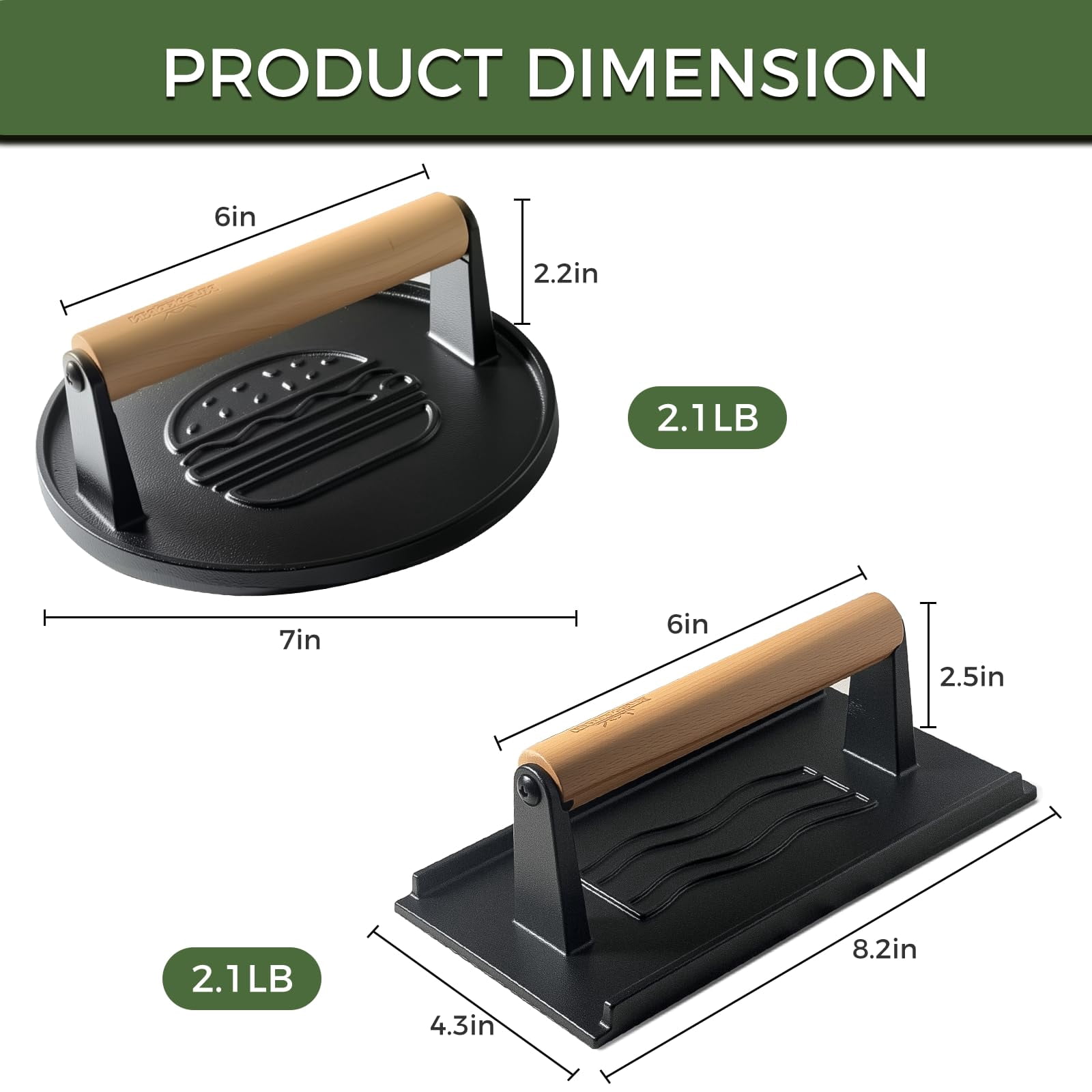 Cast Iron Smash Burger Press (2PCS),Grill Bacon Meat Press Tool,Perfect for Blackstone, Camp Chef, Weber Grills & Indoor Griddles – BBQ & Cookout Must-Have