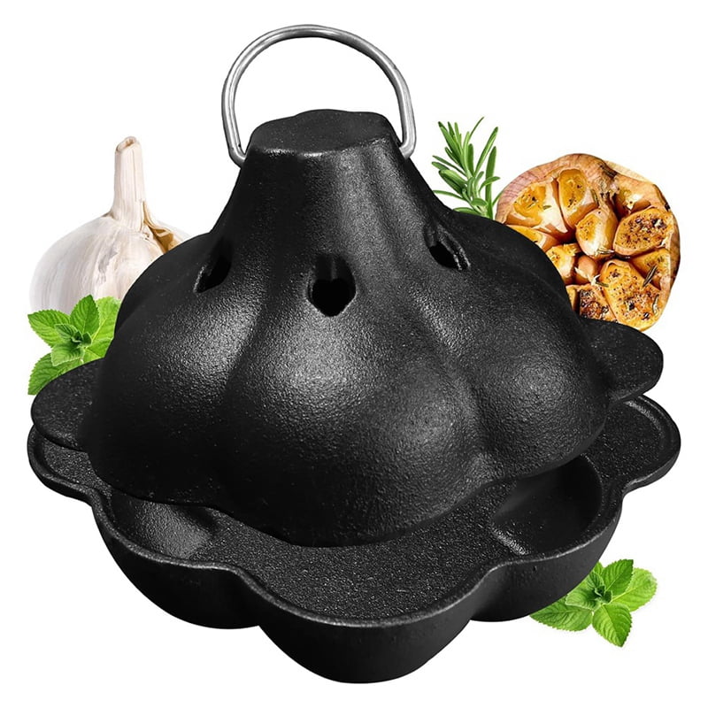 Cast Iron Smoker Roaster Garlic Roster , Smoker Box, PreSeasoned Cast