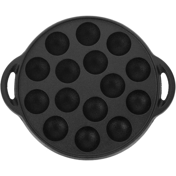 Cast Iron Snail Pan with 15 Holes, Thickened Nonstick Takoyaki Grill Pan for Meatballs Escargot, 10.2 Inch Square Baking Griddle for Kitchen Cooking