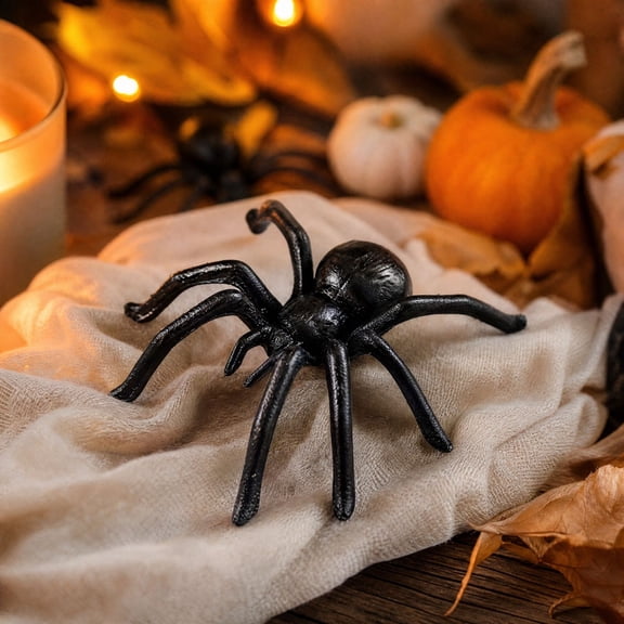 Cast Iron Spider Figurine Wall Mount Ornament for Halloween, Gothic Home and Party Decor
