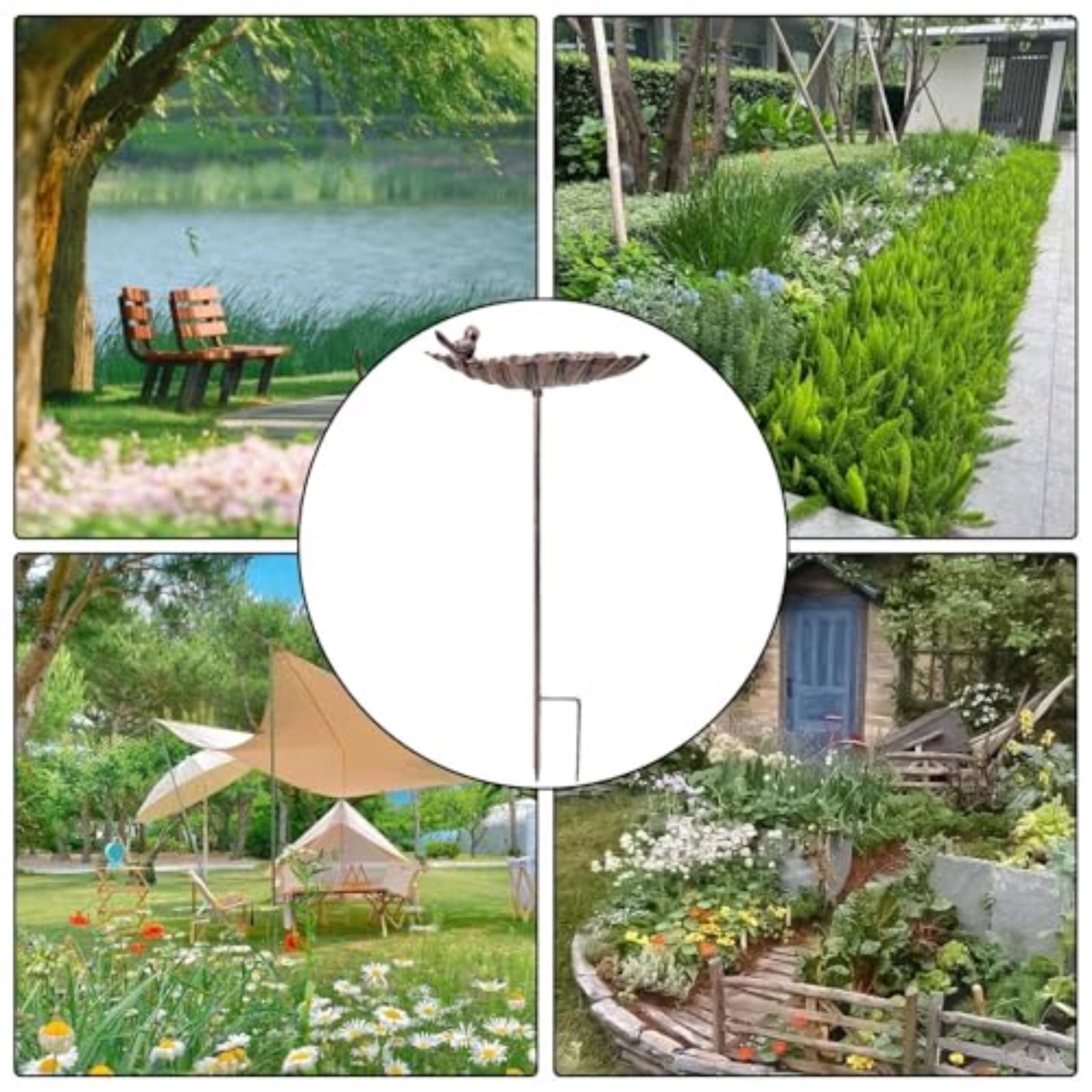 Cast Iron Standing Bird Feeder with Pole, Bird Feeders for Outdoors, Squirrel-Resistant Platform Bird Feeder Tray with Ground Spike for Garden, Yard & Lawn
