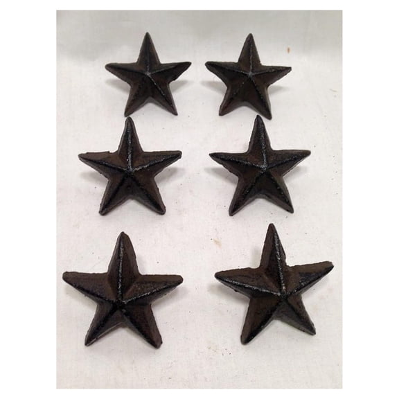 Cast Iron Star Drawer Pulls - Set of 6 Farmhouse Cabinet Knobs - Western Home Kitchen Decor - Rustic Cabinet Hardware for Doors & Drawers