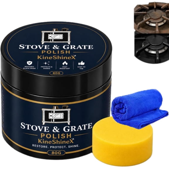 Cast Iron Stove Polish ,Stove and Grate Polish Black (1pc) Stove Restorer Black,Heat Resistant Black Coating, Cooktop Cleaning Repair,Stove Restoration Paste
