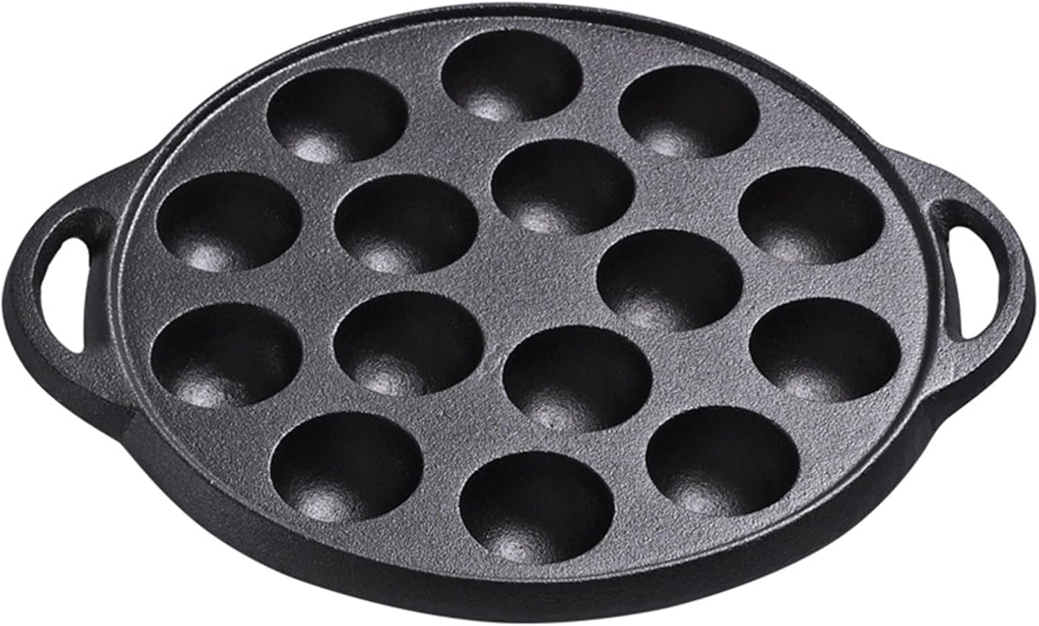 Cast Iron Takoyaki Pan with 15 Holes - Thickened Nonstick Grill Pan for Meatballs, Escargot & Appetizers, Heavy Duty Kitchen Frying Tool for Japanese Snacks(XX)