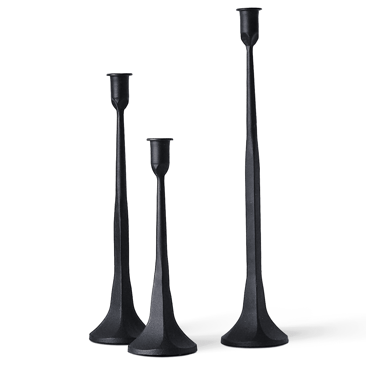 BANOMII, Cast Iron Taper Candle Holder Set of 3, 15.5", 14", 12" Tall ...
