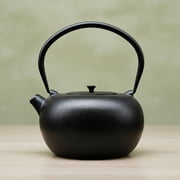 Cast Iron Teapot, Black Chinese Tea Kettle with Stainless Steel Infuser for Loose Leaf, Heavy and Large Tea Pot for Induction Cooker, Enameled Interior