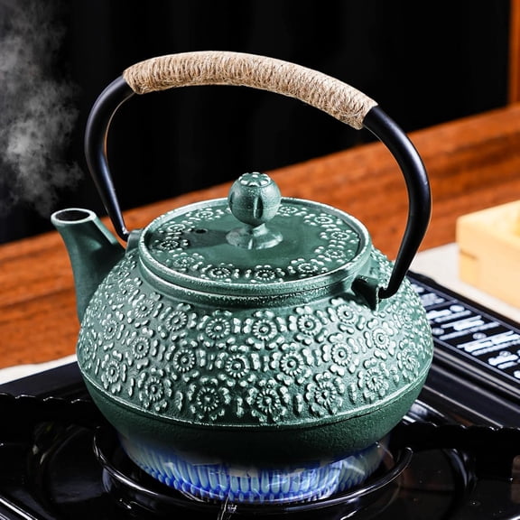 Cast Iron Teapot Japanese 30.5 OZ,Tea Kettle Pot for Stove Top,Tea Pot with Stainless Steel Infusers for Loose Tea,Boiling Hot Water Tea, Mothers Day Gifts from Daughter/Son (Green)