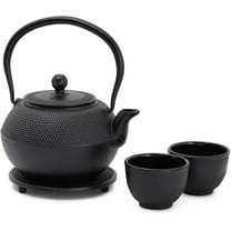 Cast Iron Teapot, Japanese Tetsubin Kettle Set with 2 Cups, Tea Infuser (1200 ml Teapot with Infuser) - Black