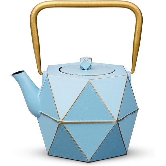 Cast Iron Teapot with Removable Infuser, Stovetop Safe, 30 Ounce, Blue