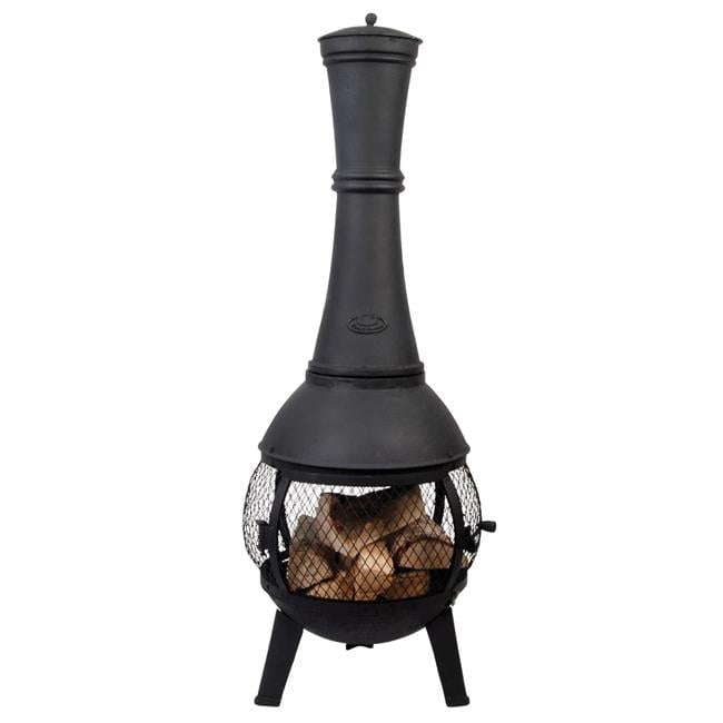 Black Cast Iron Wood Burning Round Chiminea