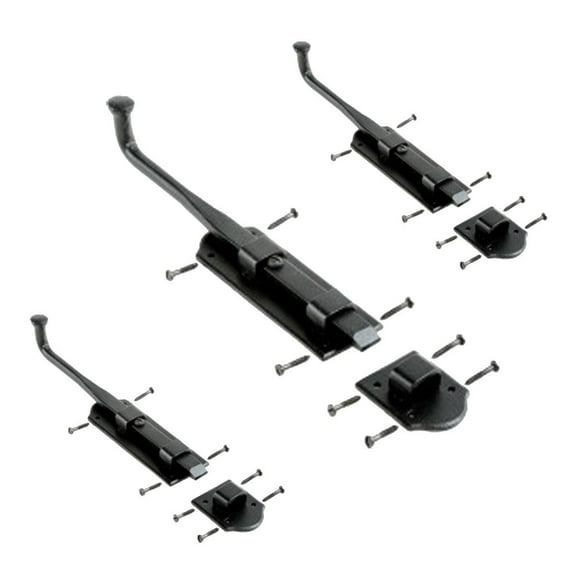 Cast Iron Tower Door Slide Dead Bolt 9" Length Colonial Charm Design 3 Pack