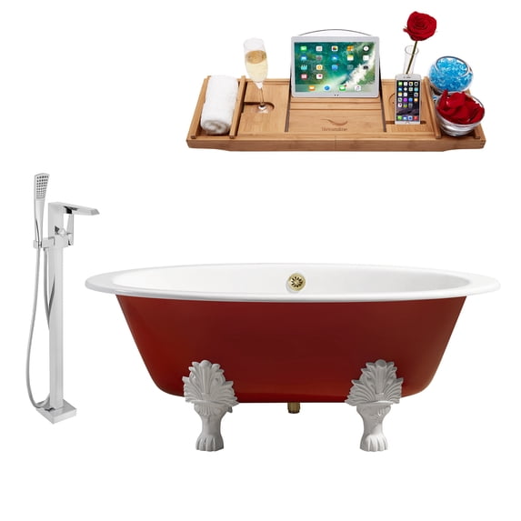 Cast Iron Tub, Faucet and Tray Set 65" RH5441WH-GLD-100