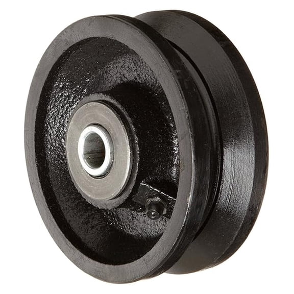 Cast Iron V-Wheel Caster - 4" x 1-1/2", 700lbs Capacity, Straight Bearing - Industrial Roller for Angle Iron Track