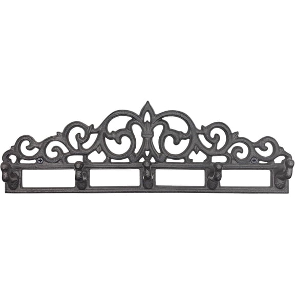 Cast Iron Wall Coat Rack with 5 Hooks, Heavy Duty Rustic Vintage Wall Mount Hook Rack for Hanging Key Hat Bag Towel Robe, Decorative Farmhouse Hanger for Entryway Mudroom Bathroom Garage