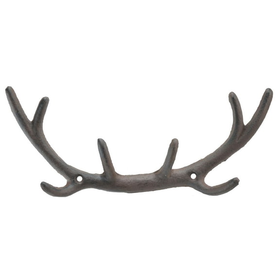 Cast Iron Wall Hook Rack - Deer Antlers - 11.25 Wide