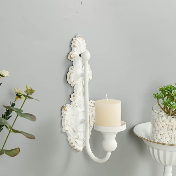 Cast Iron Wall Mount Candle Holders With Antique Finish Home Decoration White Smile Home
