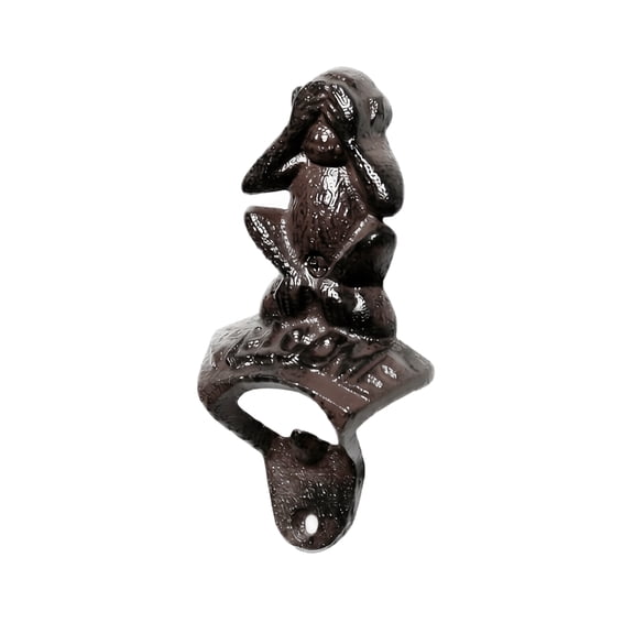 Cast Iron Wall Mounted Bottle Opener Three Monkey Figure Beer Opener Rustic Bar Restaurant Kitchen Decorative Tool