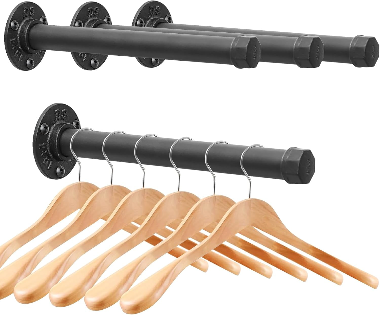 Clothe Rack Style Rack Cast Iron Wall Mounted Clothes Rack, Heavy Duty Industrial Pipe ...