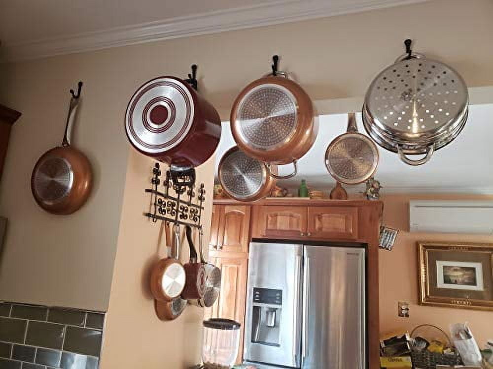 5-Pack Cast Iron Wall Hooks – Rustic Farmhouse Coat, Towel & Hat Hooks (Black)