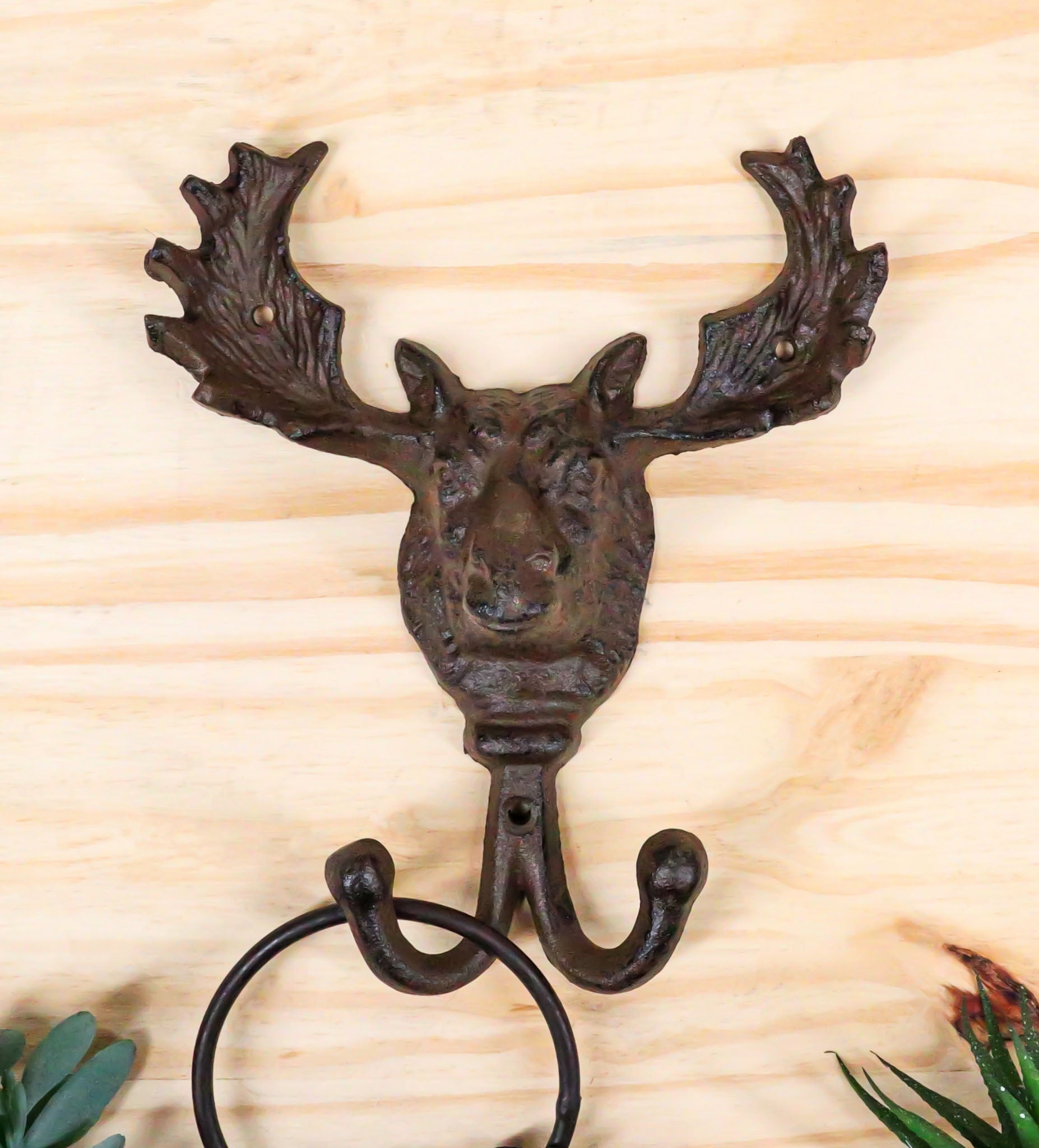 Cast Iron Moose/Elk Head&Antlers Door Knocker Rustic House&Home Front