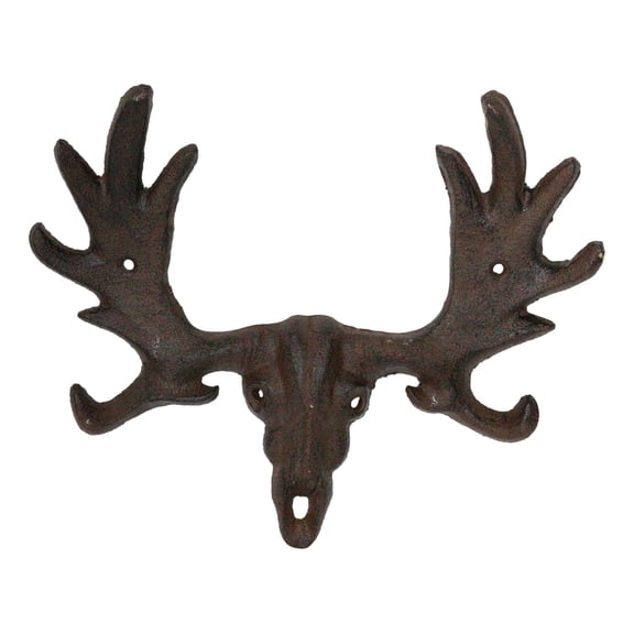 Cast Iron Western Rustic Bull Moose Head Wall Double Hooks For Keys Leashes Hats