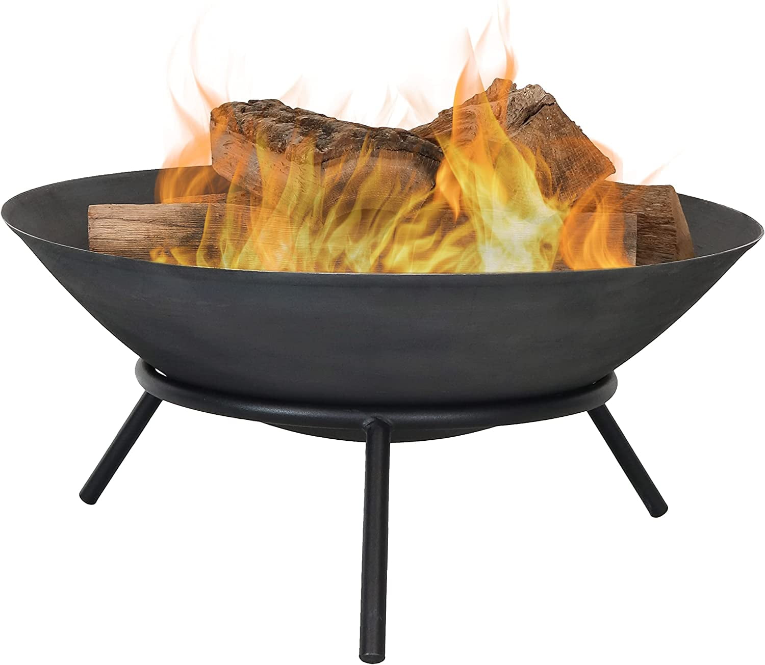 Cast Iron WoodBurning Bowl with Portable Stand Black Steel Finish