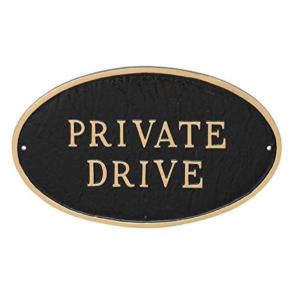 Cast Metal Private Drive Oval Plaque Sign WALL Or LAWN Display Plaque