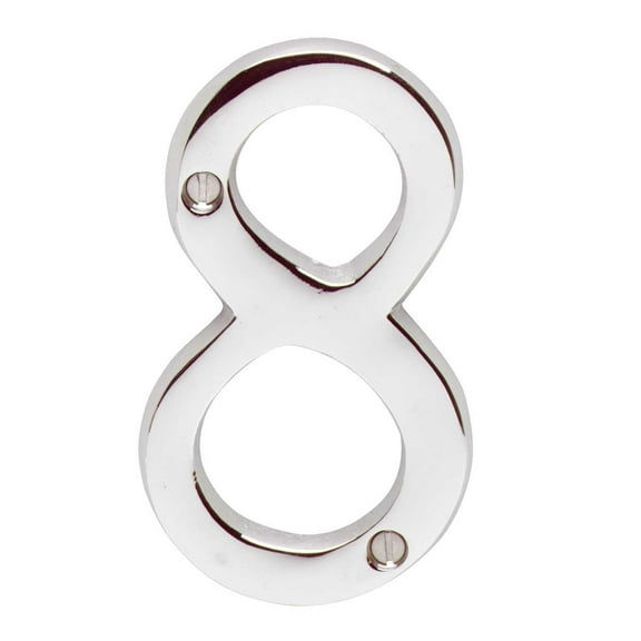 Cast Solid Brass 3 7/8" Address House Number '8' Chrome | Renovator's Supply
