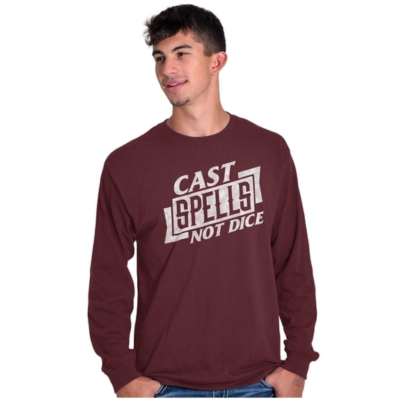 Cast Spells Not Dice Dragon Gamer Long Sleeve TShirt Men Women Brisco Brands S
