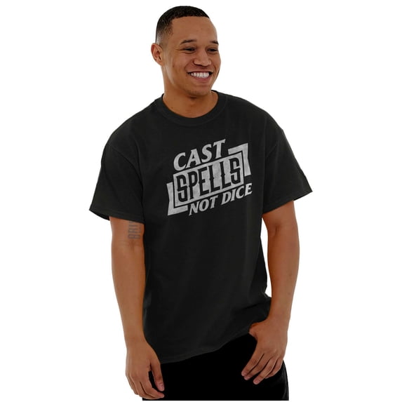 Cast Spells Not Dice Dragon Gamer Men's Graphic T Shirt Tees Brisco Brands S
