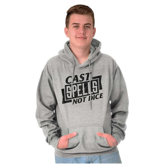 Cast Spells Not Dice Dragon Gamer Unisex Plus Fleece Graphic Hoodie Brisco Brands 2X