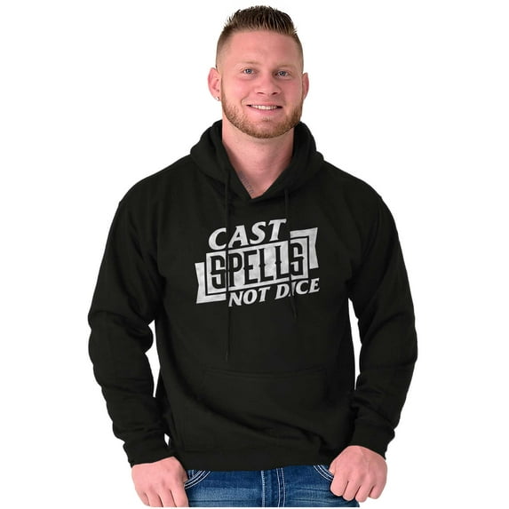 Cast Spells Not Dice Dragon Gamer Unisex Plus Fleece Graphic Hoodie Brisco Brands 4X